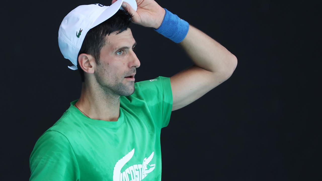 2022 Australian Open Tennis. Novak Djokovic during his practice session on Rod Laver Arena. Picture: David Caird