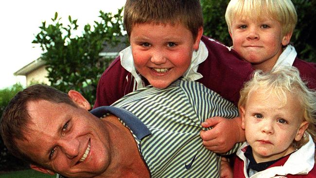 Billy, top right, with dad and Queensland legend Kevin Walters. Photo: David Kapernick