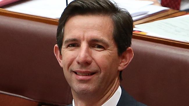 Former education minister Simon Birmingham in the Senate. Picture: Kym Smith