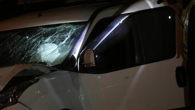 A shattered windscreen shows the impact. Picture: Tim Pascoe