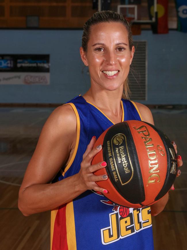 Jets captain Kylie Duggan at the 2021 Darwin Basketball League season launch. Picture: Glenn Campbell