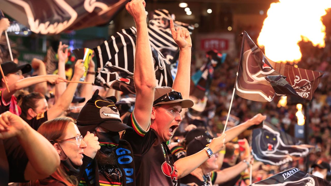 in action during the 2021 NRL Grand Final between the Penrith Panthers and Souths Sydney Rabbitohs at Suncorp Stadium in Brisbane. Pics Adam Head