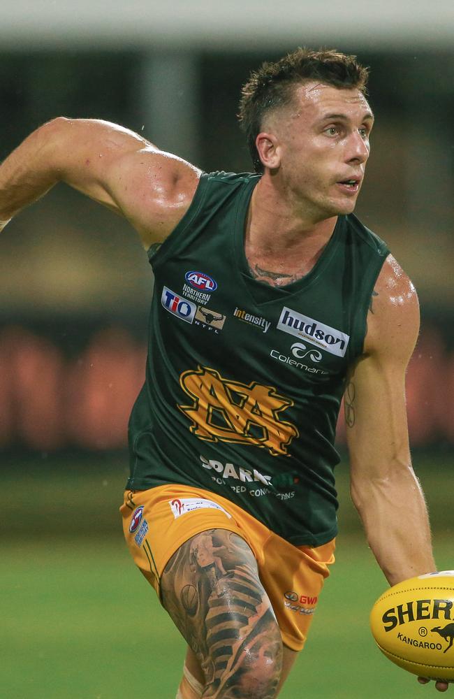 Lucas Jellyman-Turner with ball in hand for St Mary’s. Picture: Glenn Campbell