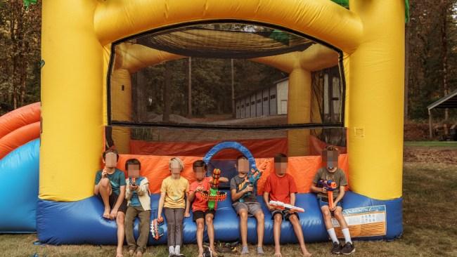 The mum said she had to kick several children off the bouncy castle. Picture: iStock