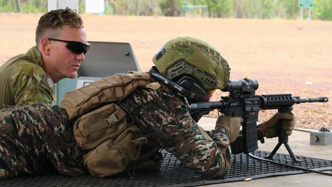 Timorese soldiers wore Australian-issued helmets for the duration of the contest.