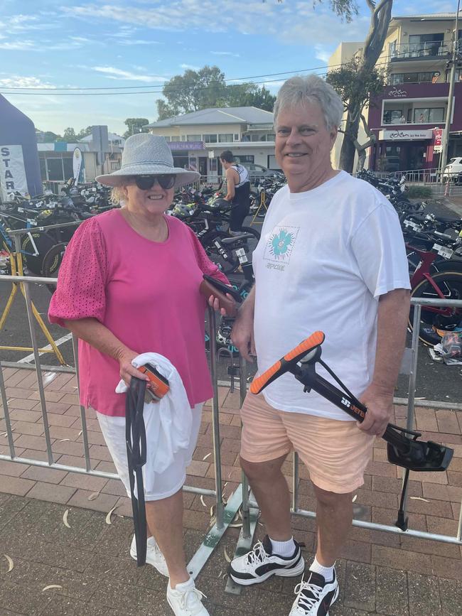 Narelle and Neil Mills at the Hervey Bay 100 Triathlon on Sunday, November 26, 2023.