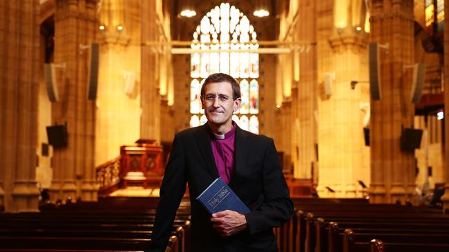 16/4/19: Anglican Bishop Michael Stead at St Andrews Cathedral in Sydney. Michael Stead is the Bishop of South Sydney and Chairman of the religious freedom reference committee for Sydney Diocese. John Feder/The Australian.