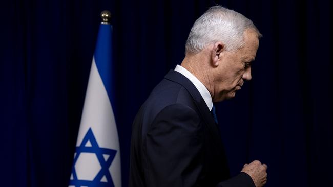 Benny Gantz, a member of the country's wartime cabinet, departs after announcing his resignation in Tel Aviv,