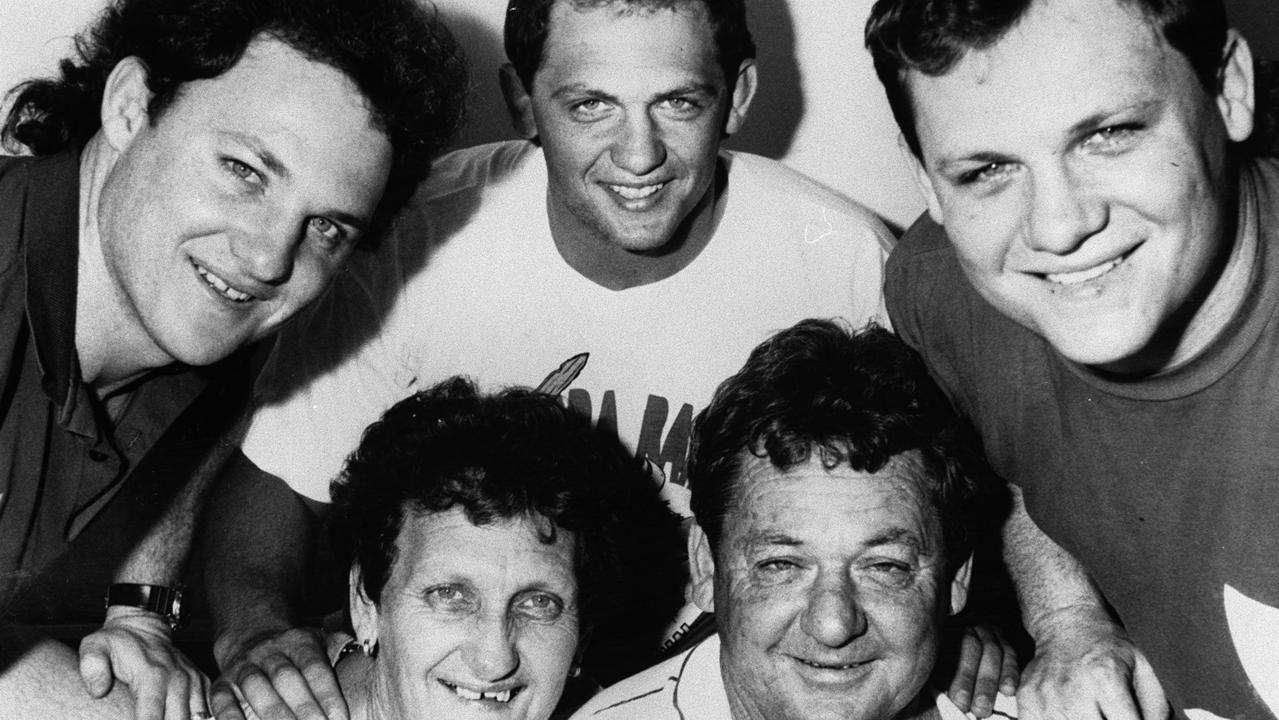 Ipswich's famous footballing family, the Walters, included twins Kerrod and Kevin, pictured with their parents Kevin and Sandra and brother Steve.