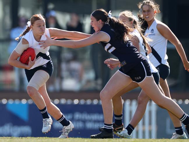 Carlton father-daughter prospect Sophie McKay in action for Melbourne Girls Grammar this year. Picture: Daniel Pockett/AFL Photos