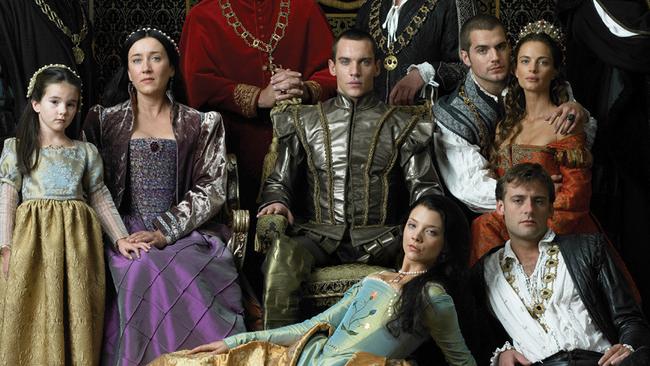 Henry Cavill (top row, second from right), in Tudors. Picture: AP Photo/Showtime