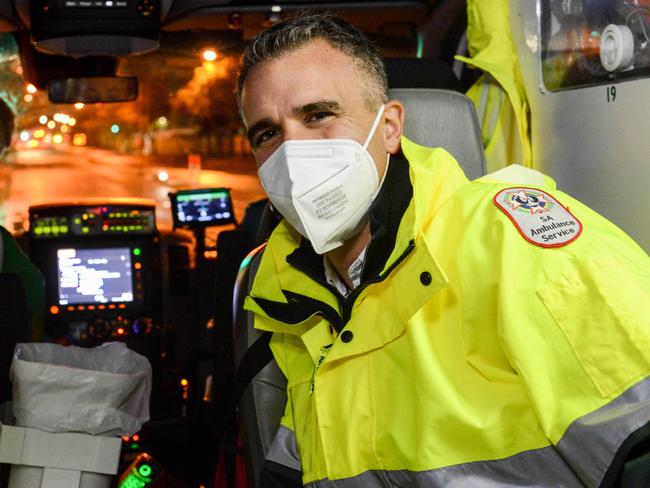 JUNE 4, 2022: South Australian Premier Peter Malinauskas spent a night with paramedics in an ambulance. PHOTO:  Brenton Edwards