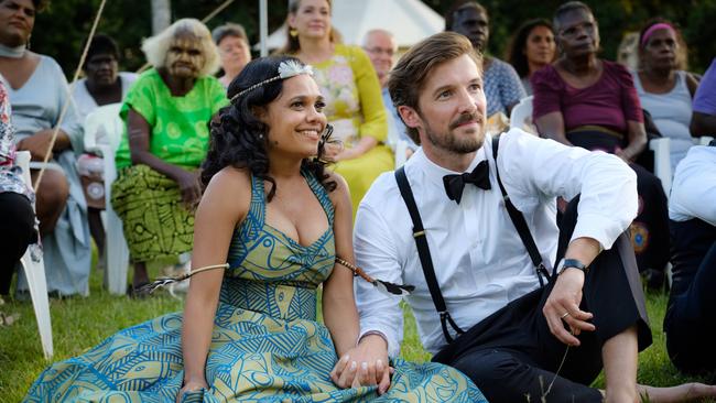 Top End Wedding is tired old get-’em-to-the-church-on-time comedy that has already been in circulation for way too long. Picture: Universal Pictures.