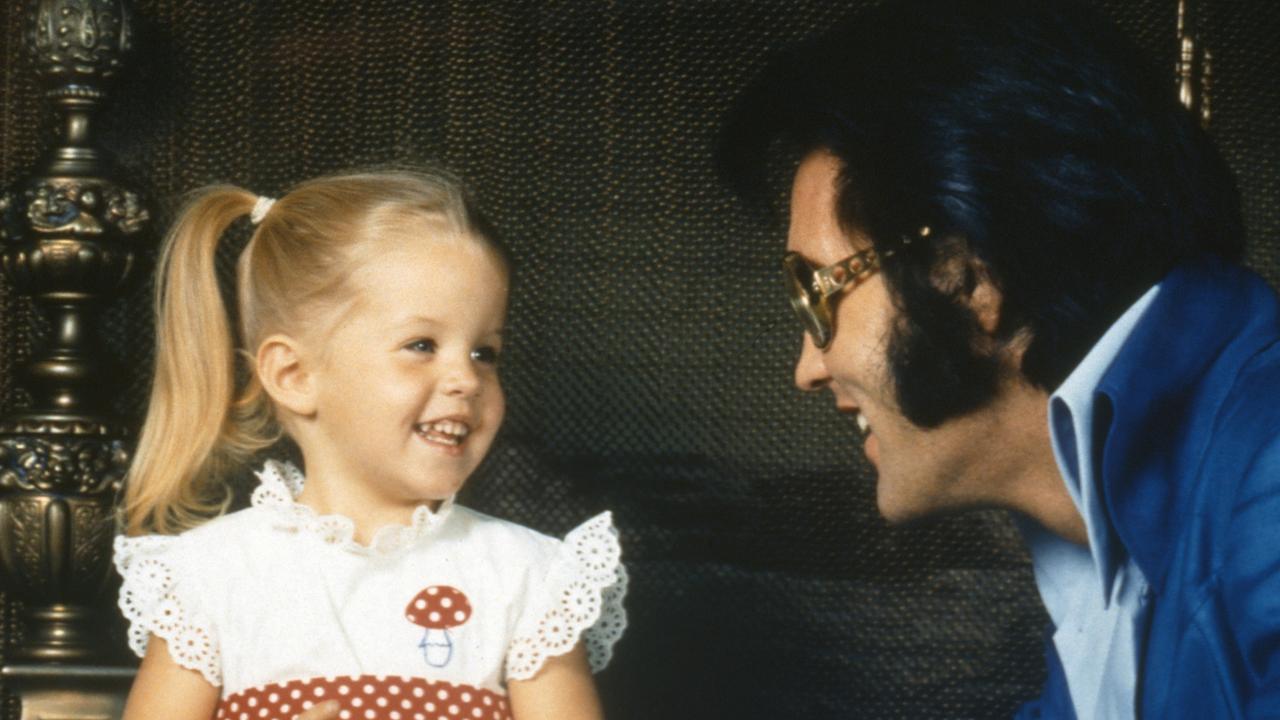 American rock legend Elvis Presley with his daughter Lisa Marie Presley. Picture: Getty Images