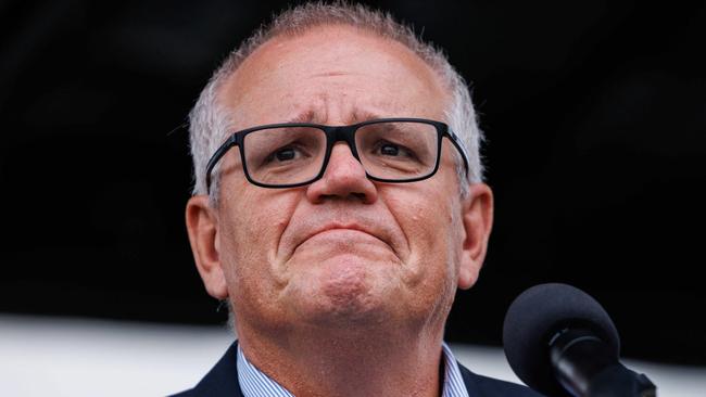 SYDNEY, AUSTRALIA - NewsWire Photos FEBRUARY 18, 2024: Anti-Semitism rally in The Domain today is drawing a large crowd and will have speakers such as Jacqui Lambie. Former Prime Minister Scott Morrison speaks to the crowd. Picture: NCA NewsWire / David Swift