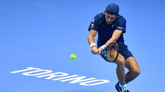 Alex de Minaur lost in straight sets to Daniil Medvedev at the ATP finals. Picture: Valerio Pennicino/Getty Images