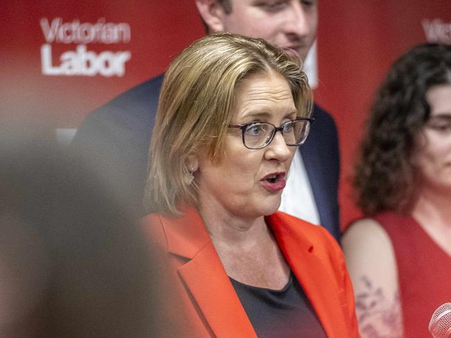 Werribee By-election Labor after/election party at Centrals Cricket Club, Galvin Park. Premier Jacinta Allen and John Lister speak to supporters. Picture: Jake Nowakowski