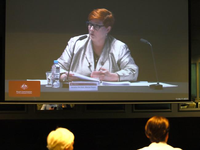 Marise Payne answered questions at the royal commission into the robodebt scheme in Brisbane on Tuesday. Picture: NCA NewsWire / Tertius Pickard