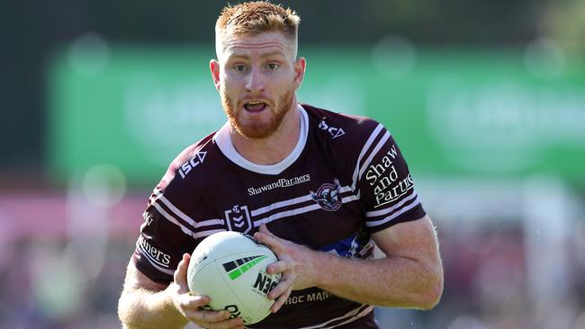 SYDNEY, AUSTRALIA - APRIL 06: Brad Parker of the Manly Sea Eagles in action during the round four NRL match between the Manly Sea Eagles and the South Sydney Rabbitohs at Lottoland on April 06, 2019 in Sydney, Australia. (Photo by Tony Feder/Getty Images)