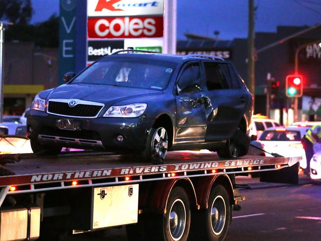 The stolen vehicle involved in the in police pursuit which ended outside Tweed City. Photo: Scott Powick Daily News