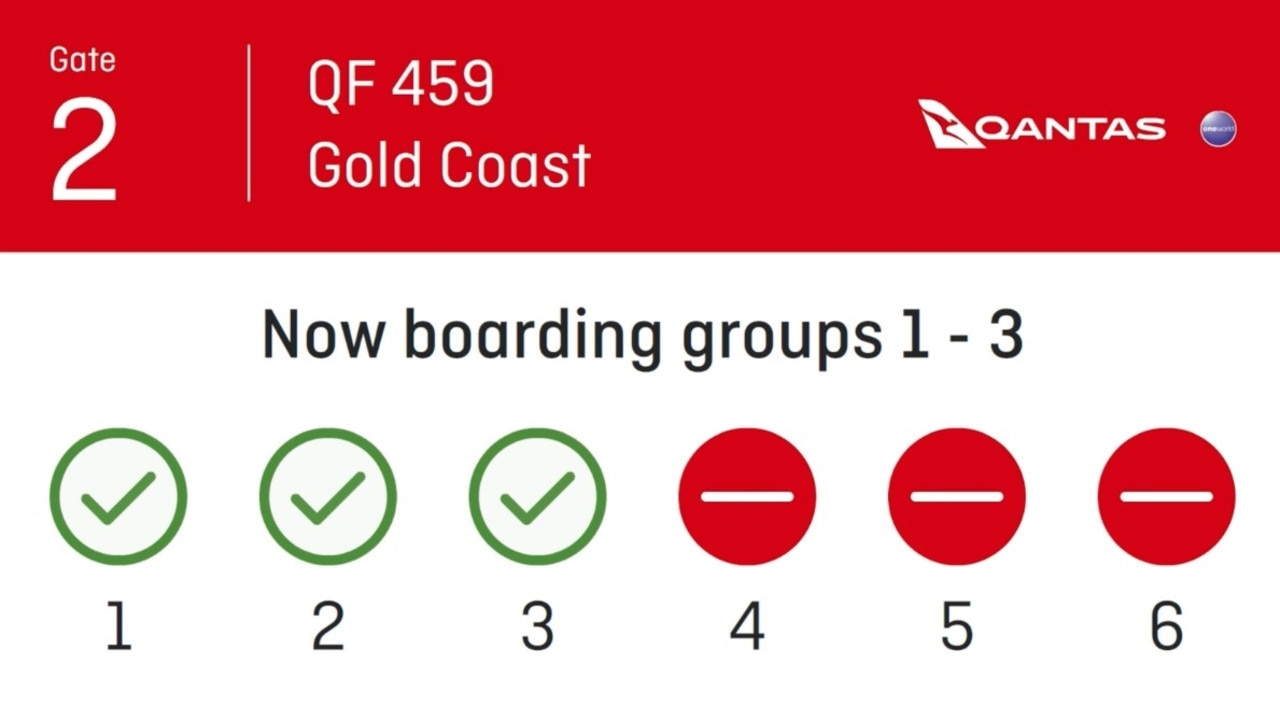 Passengers will get a group number of one to six. Picture: Qantas