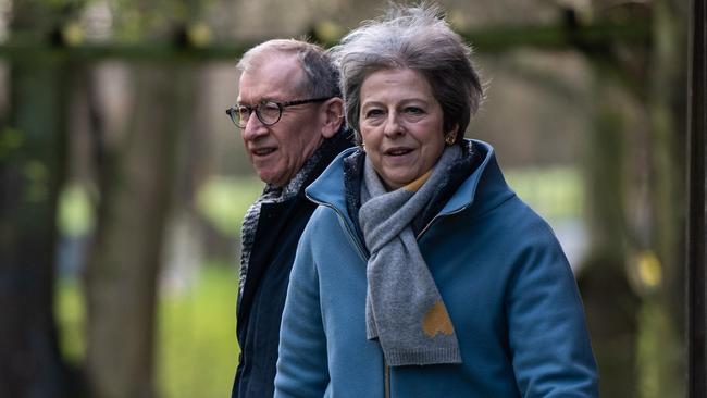 Theresa May with her husband Philip May leave church at Aylesbury at the weekend. Picture: Getty Images