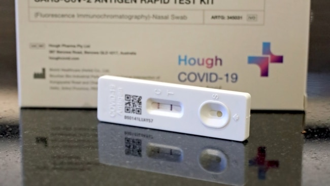 A positive COVID-19 rapid antigen test is seen. Picture: NCA NewsWire / Nicholas Eagar (stock)