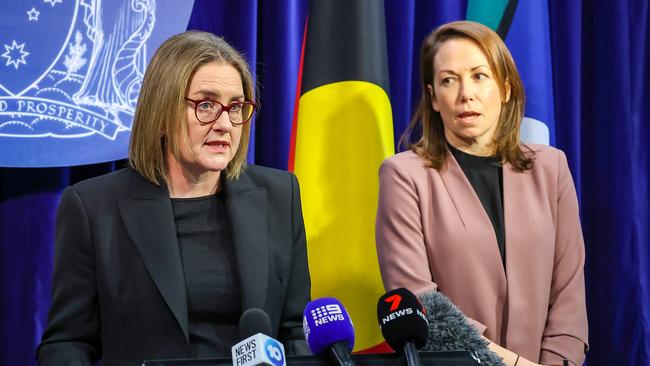 Victorian Premier Jacinta Allan, left, with Attorney-General Jaclyn Symes. Picture: Ian Currie/NewsWire