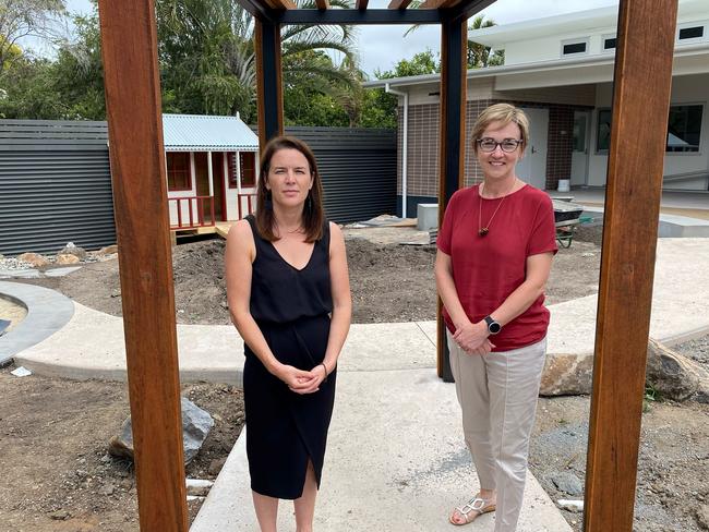 Shadow Minister for Early Childhood Learning, Jodie Harrison, picture with Byron Bay Community Preschool director  Bridget Isichei.