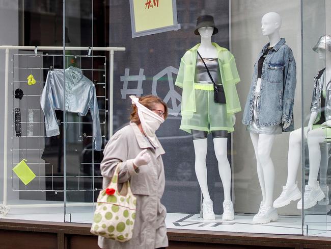 London’s usually bustling Oxford Street remained quiet on Monday. Picture: AFP