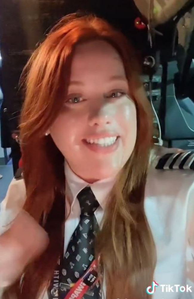 US-based pilot, Morgan, revealed one of the most common questions she gets asked is to do with how much fuel a plane carries. Picture: TikTok/almostcaptainmorgan