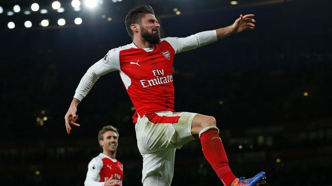 Arsenal striker Olivier Giroud celebrates scoring against West Brom last season.