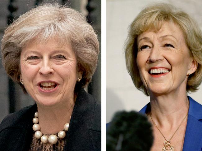 Theresa May and Andrea Leadsom. Picture: AP