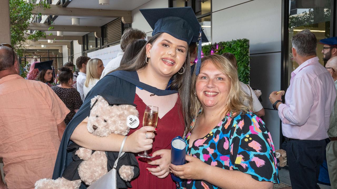 Maddison and Tracy Cali at Deakin University’s environmental science graduation. Picture: Brad Fleet