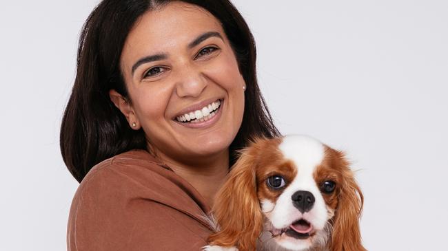 Brisbane food and travel influencer Jacqui Toumbas and Basil are eagerly awaiting Virgin Australia’s pet friendly flights. Picture: Callie Marshall