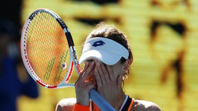 An emotional Alize Cornet gave Jelena Dokic a tribute after her win. Picture: Michael Klein