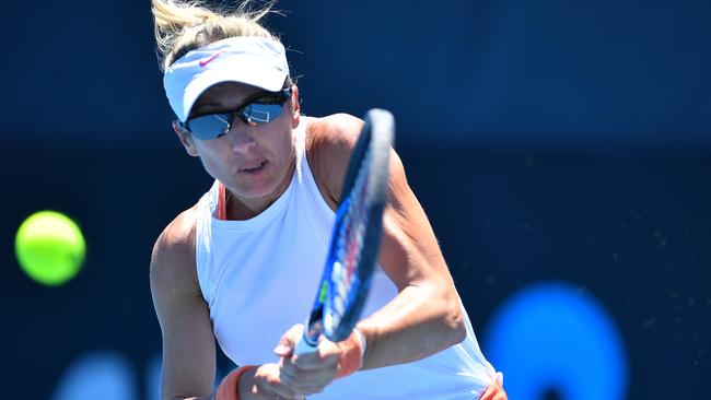 Kveta Peschke during her doubles match against Simona Halep and Raluca Olaru. Picture: Mark Brake/Getty Images