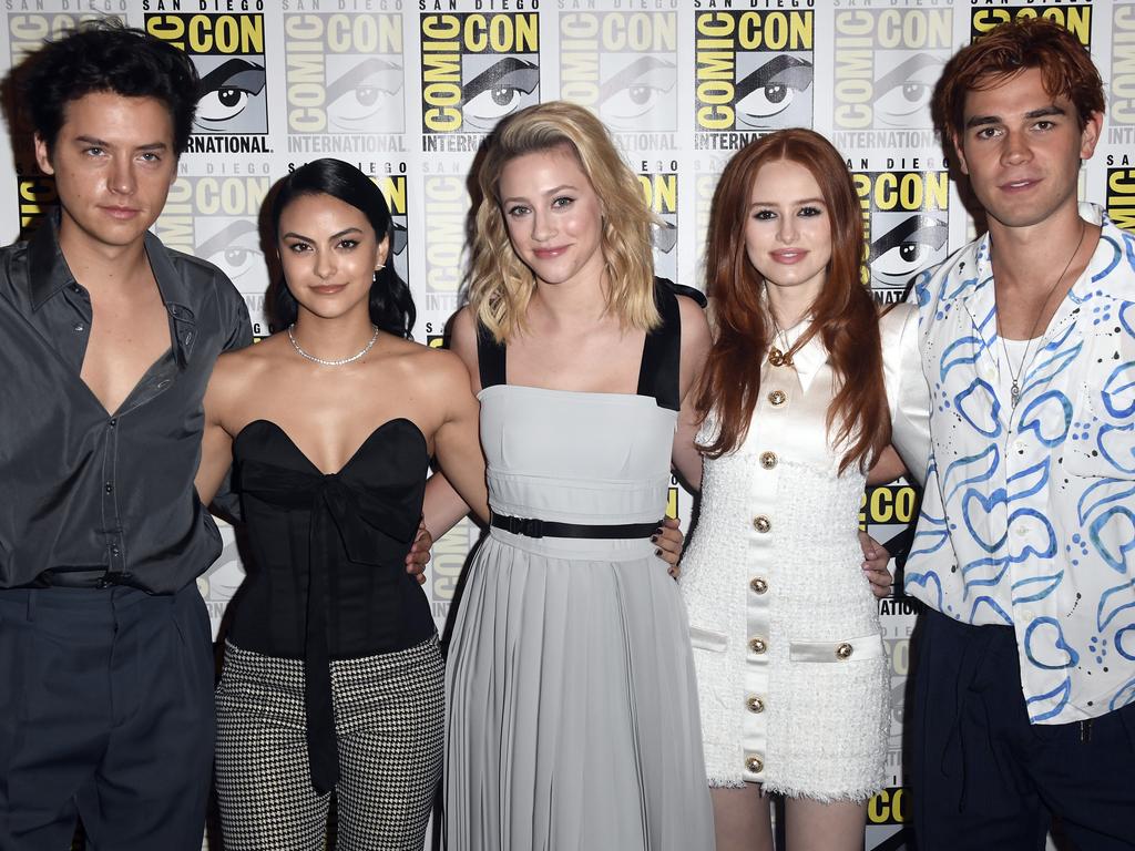 Riverdale stars Cole Sprouse, Camila Mendes, Lili Reinhart, Madelaine Petsch, and K.J. Apa. Picture: Getty Images