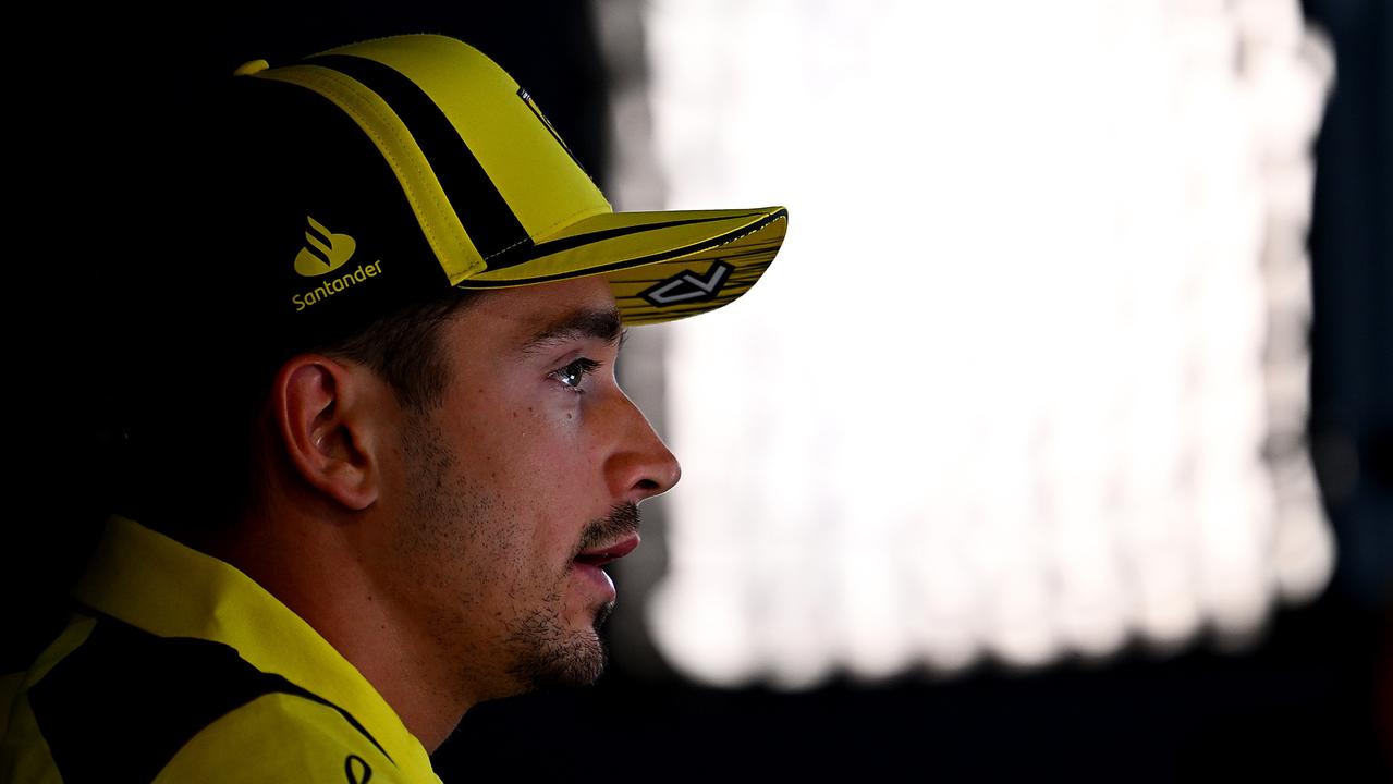 MONZA, ITALY - SEPTEMBER 08: Charles Leclerc of Monaco and Ferrari talks in the drivers press conferenc during previews ahead of the F1 Grand Prix of Italy at Autodromo Nazionale Monza on September 08, 2022 in Monza, Italy. (Photo by Clive Mason/Getty Images)