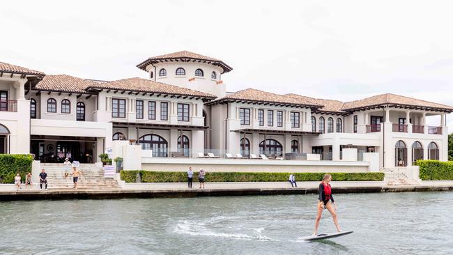 The mansion at 26 Knightsbridge Parade East, Sovereign Island on the Gold Coast is on the market for $50m. Picture: Luke Marsden.