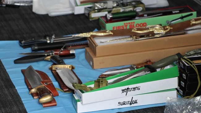 Weapons seized from young criminals in Melbourne's southeast. Picture: Victoria Police