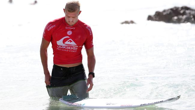 Mick Fanning after his elimination from the competition. Picture: Adam Head