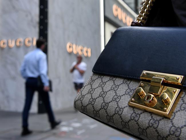 SYDNEY, AUSTRALIA - NewsWire Photos APRIL, 16, 2021: A Gucci handbag is seen on member of the public outside the Gucci store in the CBD of Sydney. Picture: NCA NewsWire/Bianca De Marchi