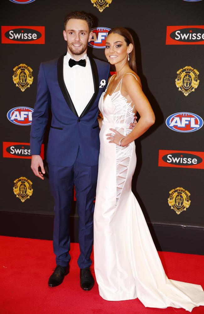 Jack Gunstan and Danni Shreeve attend the 2015 Brownlow medal. Pic: Michael Klein.