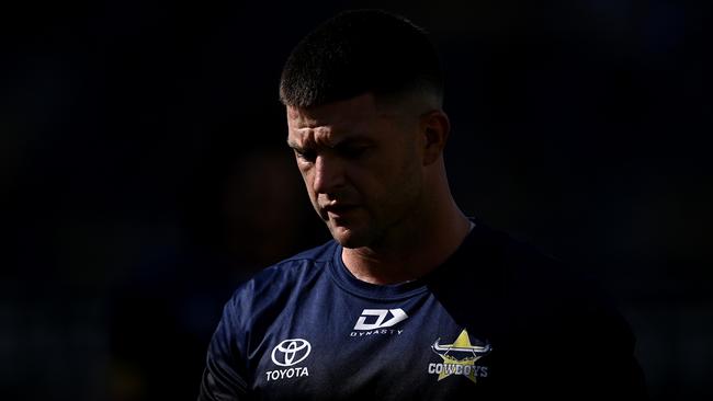 Chad Townsend during warm-up against the Warriors. (Photo by Ian Hitchcock/Getty Images)