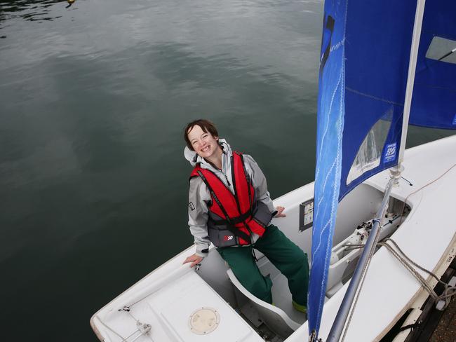 Alyse Saxby, 26, has learnt to sail despite her disability. Picture: Braden Fastier