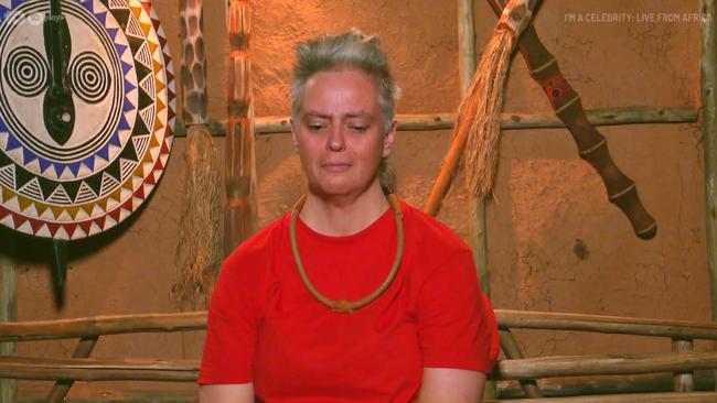 Geraldine Hickey breaks down in tears on tonight's episode of I'm A Celebrity. Picture: Ten