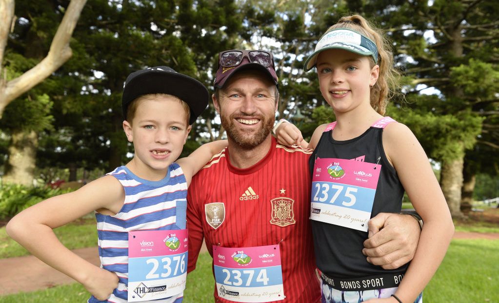 Kris Lobwein is a regular runner in Peak2Park and this year his kids Hayden and Taylor are joining him in the 4km event of Peak2Park 2018, Sunday, March 4, 2018. Picture: Kevin Farmer