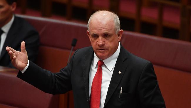 Nationals Senator John Williams during Question Time in the Senate chamber. Picture: AAP