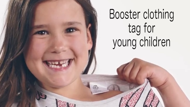 Booster clothing tag for young children